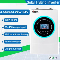 Sako Sunon V 4.5Kva/4200W 24V Built-in 120A MPPT Pure Sine Wave, 60-450VDC PV Input, Battery-less Operation