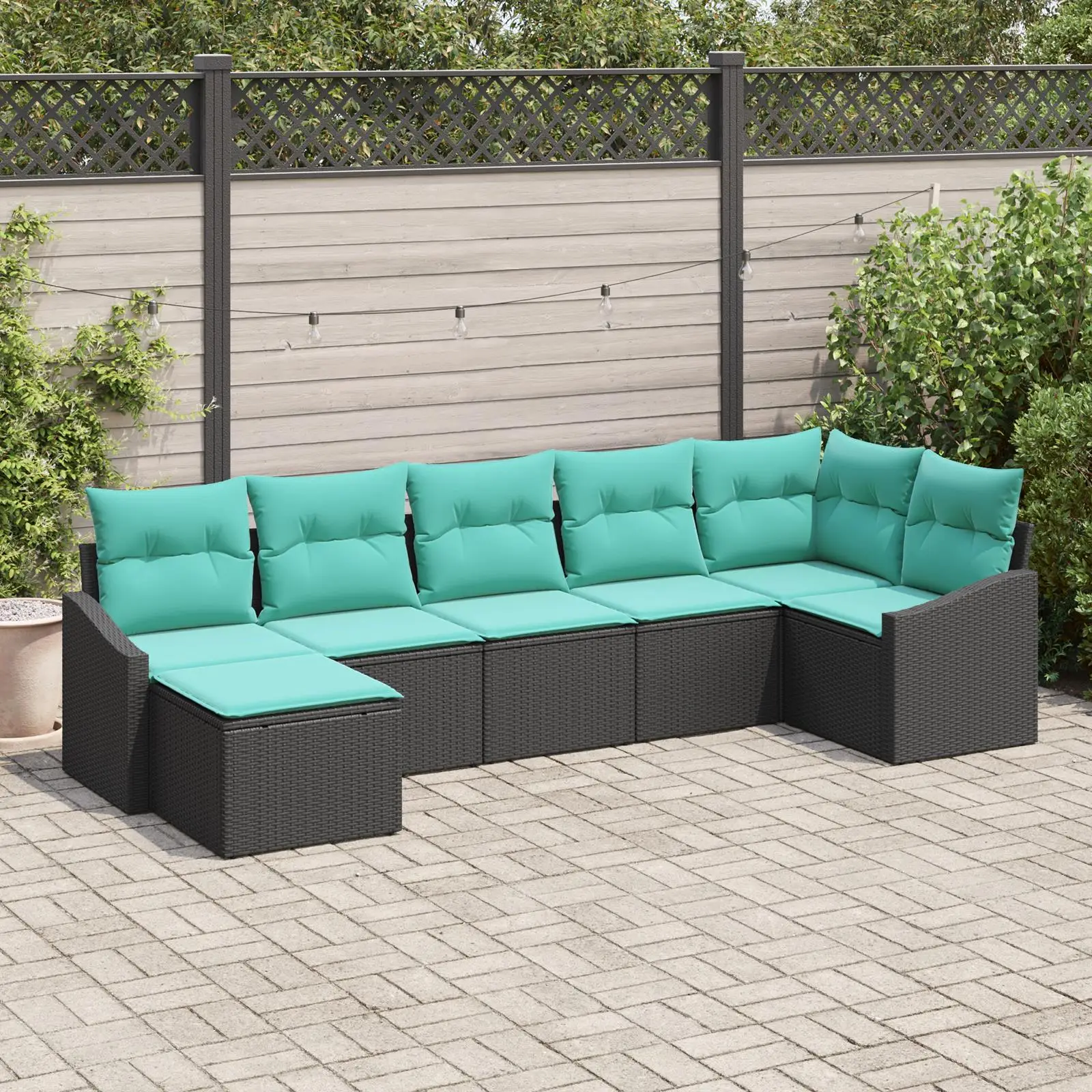 

8 Piece Outdoor Garden Sofa Set with Cushions Black Poly Rattan Furniture