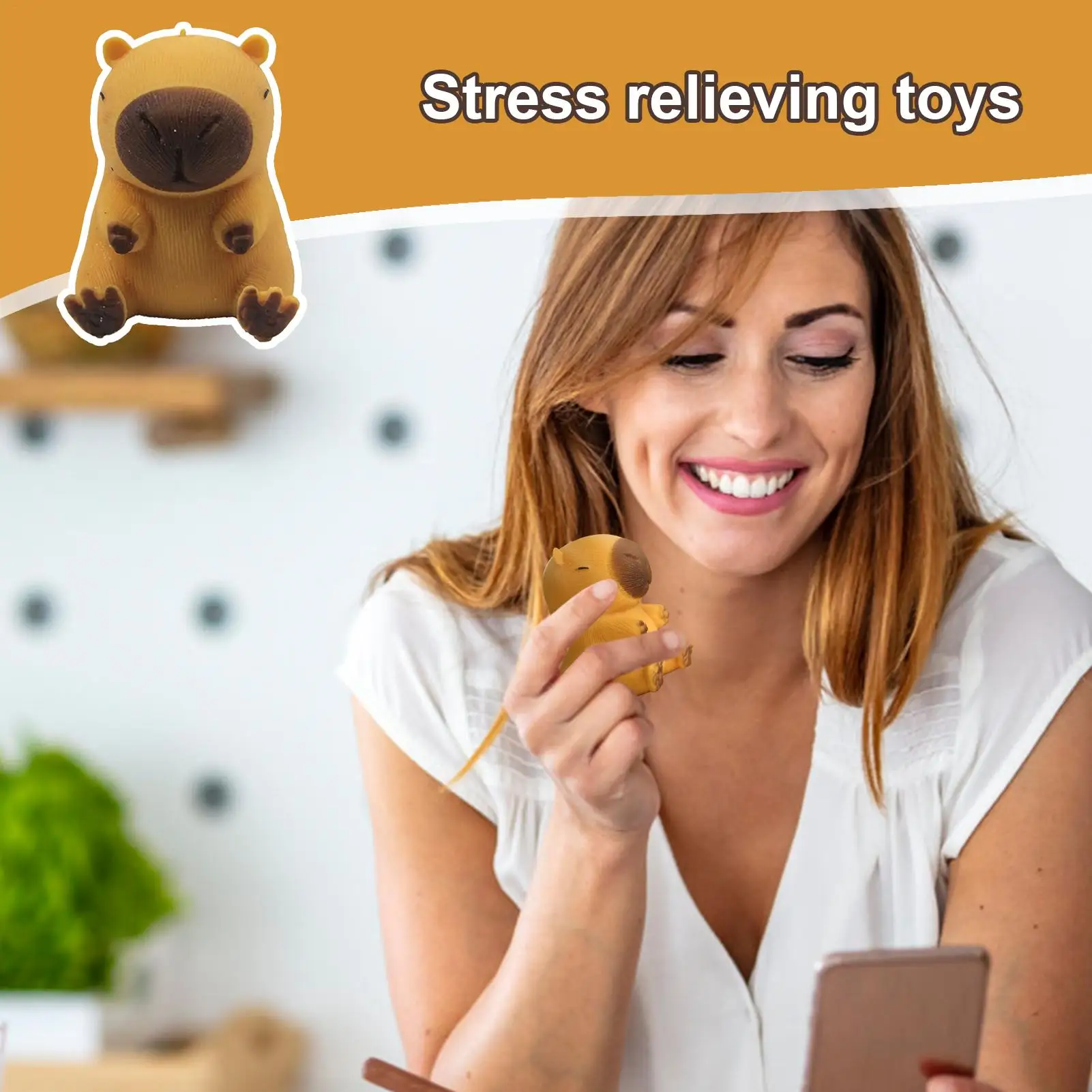 لعبة ضغط بطيئة الارتداد على شكل كابيبارا بني لطيف، ألعاب ضغط كرتونية على شكل حيوانات لتخفيف التوتر والضغط للأطفال، أفضل هدية