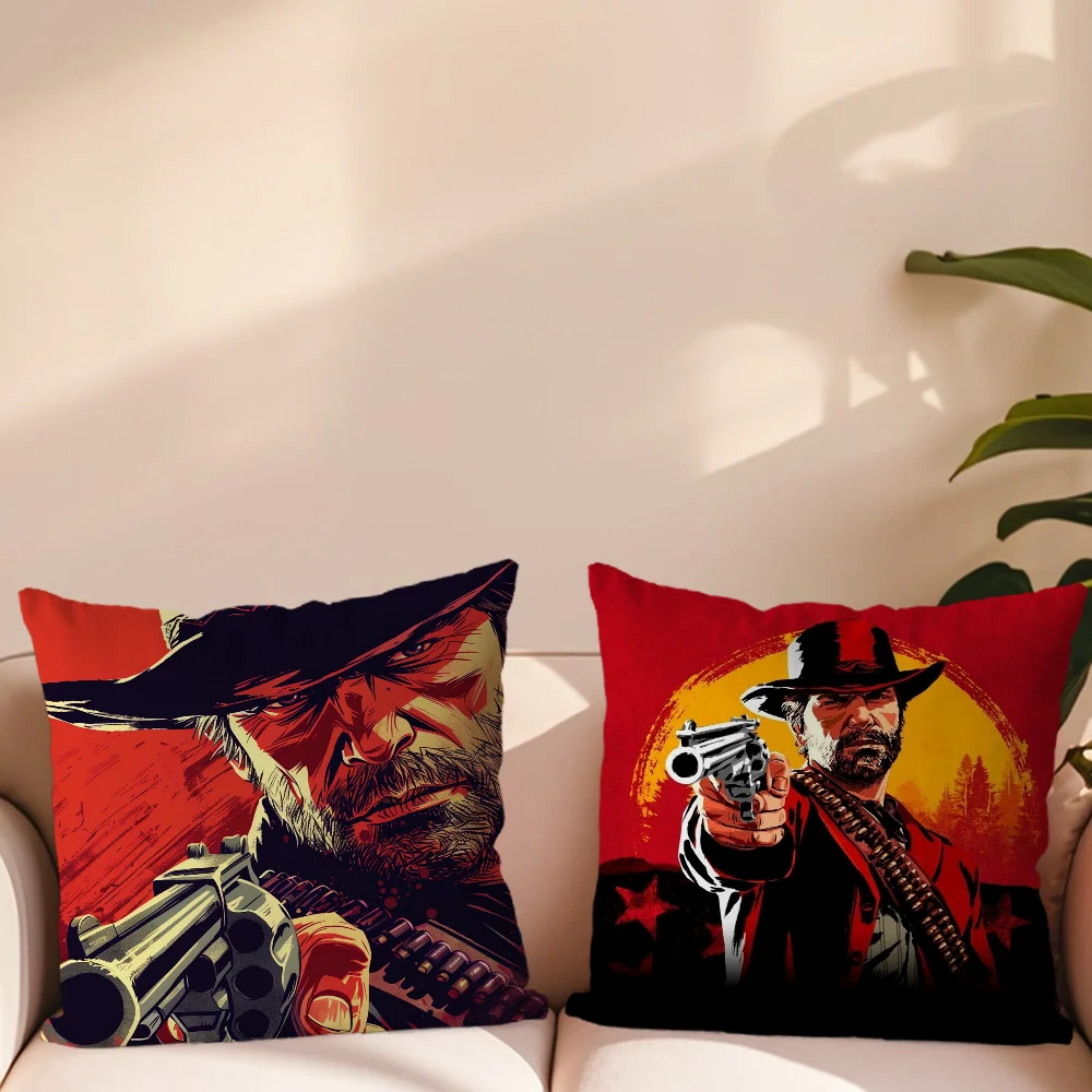 Red Dead Redemption 2 Pillow Case For Sofa Bedroom Living Room Office Bedside Table Backrest Cushion Printing Square