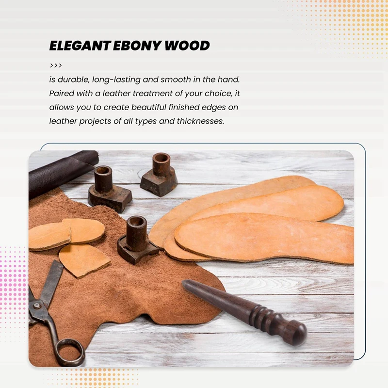 

New Wooden Leather Burnisher Tool - Tapered Edge Slicker Features 4 Grooves for Burnishing of Various Leather Thicknesses