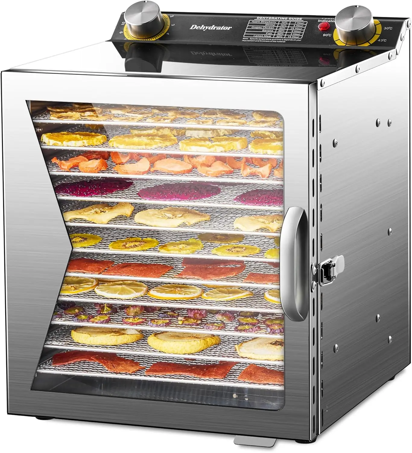 Dehydrator Machine 800W, 12 Stainless Steel Trays Dehydrated Dryer with 12H Timer & 86°F-194°F Temperature Control for Beef