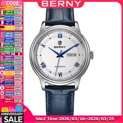 BERNY Classic De Ville Watch for Men Branded Automatic Mechanical Wristwatch Sapphire Luxury Affordable Timeless Elegance Watch