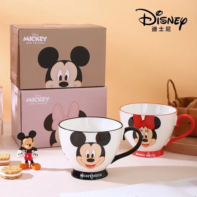 New 450-500ml Disney Oatmeal Breakfast Cup Kawaii Mickey Mouse Gift Box Ceramic Mug Cartoon Cute Decor Children\'s Milk Cup Gift