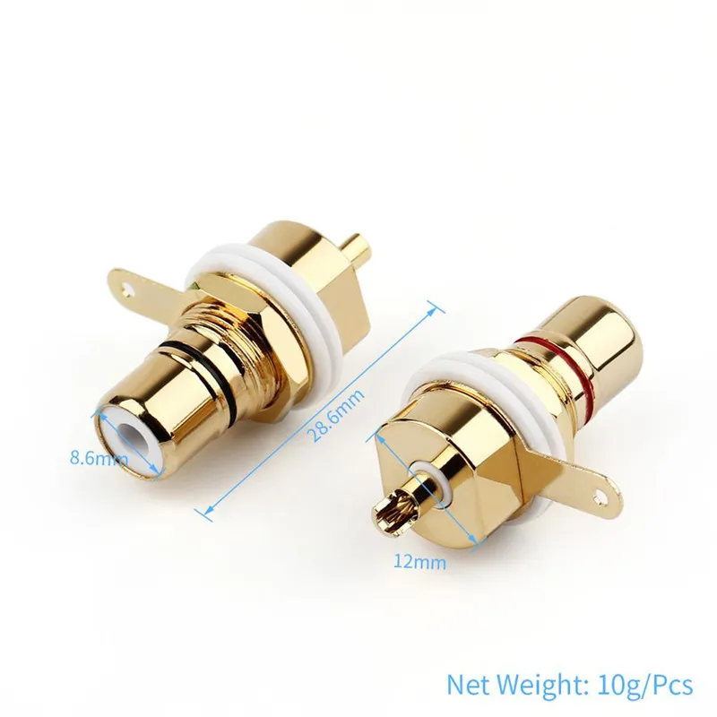 RCA Jack socket Female Socket Chassis Audio Jack Red Black Cycle Solder Plug Conector Chassis CMC Metal Gold Plated