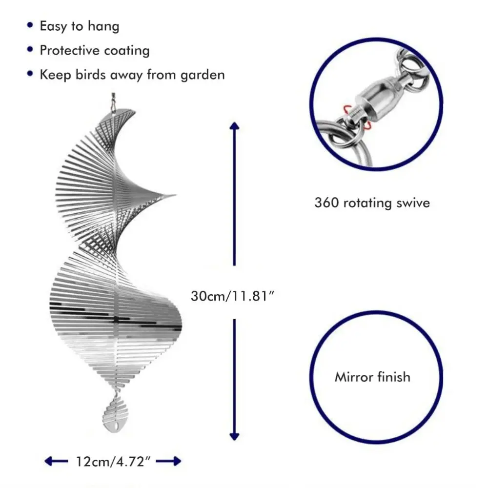 Durable Patio Garden Outdoor Flip Spiral Living Room Hang Window Wind Chimes Helix Wind Spinner Wind Spinner Bell Pendant