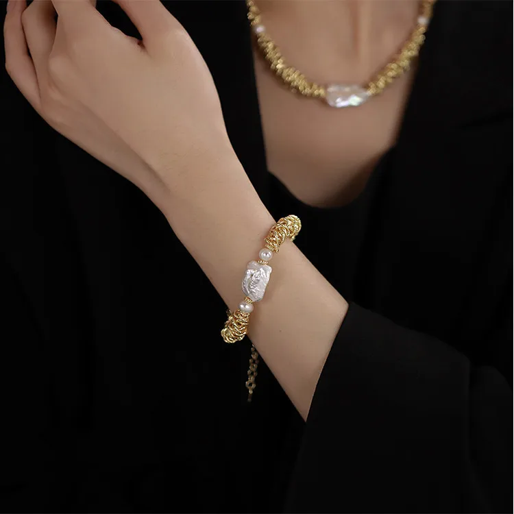 Neue Ankunft Natürliche Süßwasser Perle 14K Gold Gefüllt Weibliche Schmuck Sets Frauen Armband Halskette Weihnachten Geschenke Kein Verblassen – Detail 5