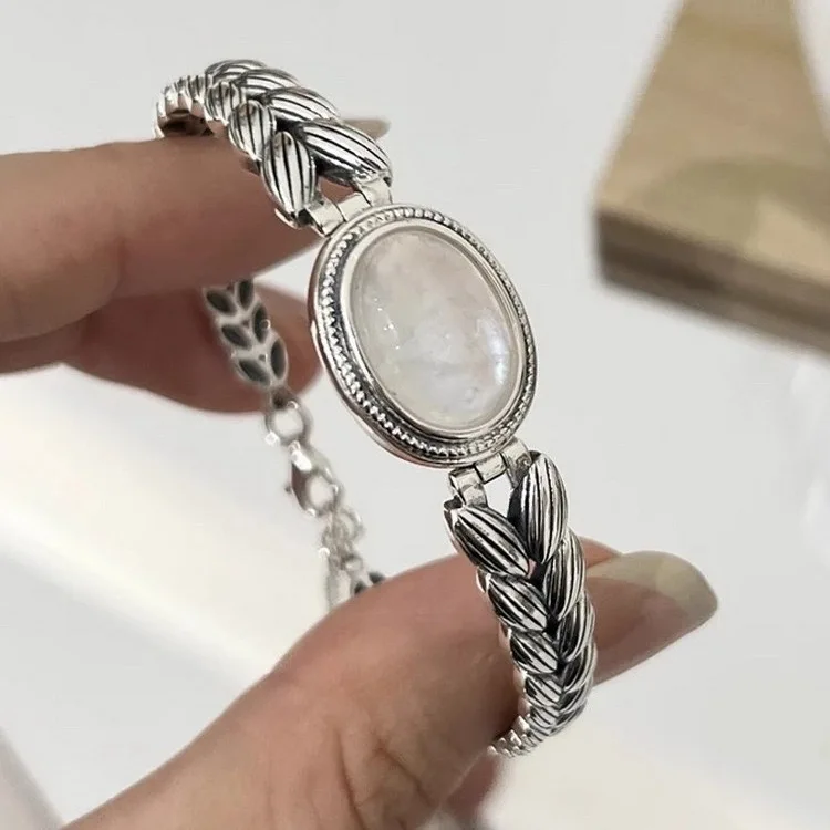 925 Sterling Silver Bracelets for Women Men String Accessories Trend Retro  Retro Stone Pendant Party Jewelry Gift