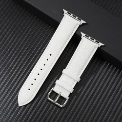 Litchi Grain Leather Watchband for Apple Watch 38/40/41mm Women Strap for iwatch ultra 8 7 6 SE 5 4 3 Men Band 42/44/45/49mm