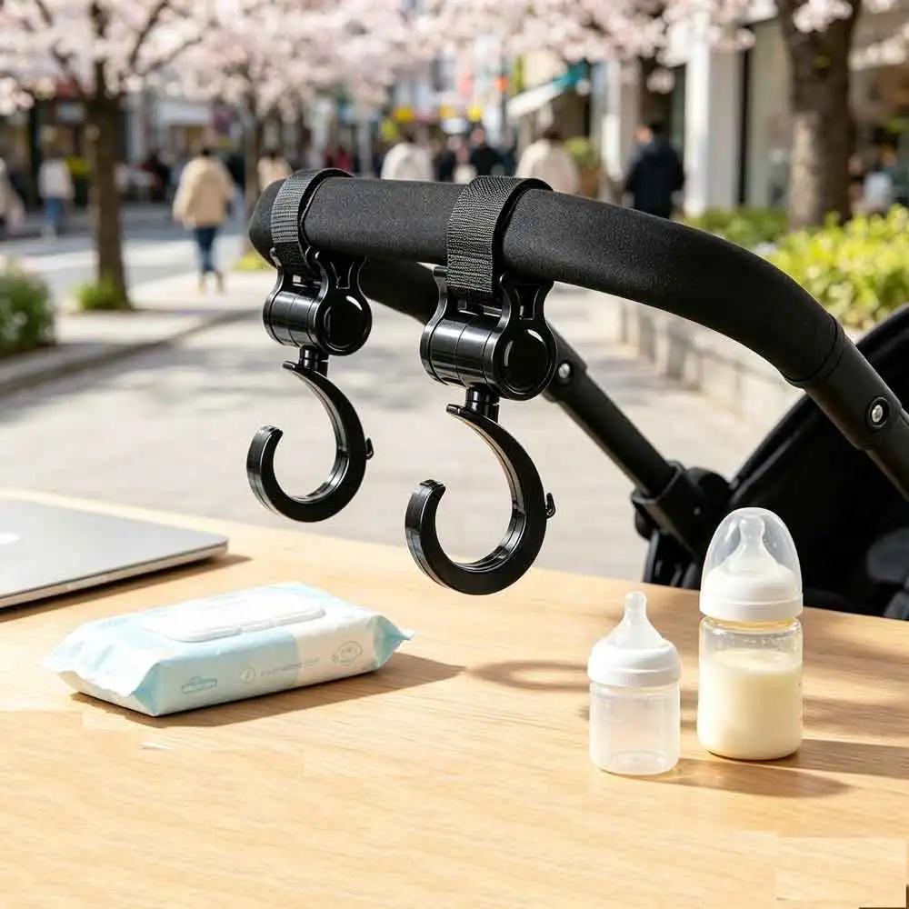 vvocci 2 PCS  Accessories Loop stroller accessories Cartoon StrollerStroller Hook Degree Large Hook and Umbrella Car Hook