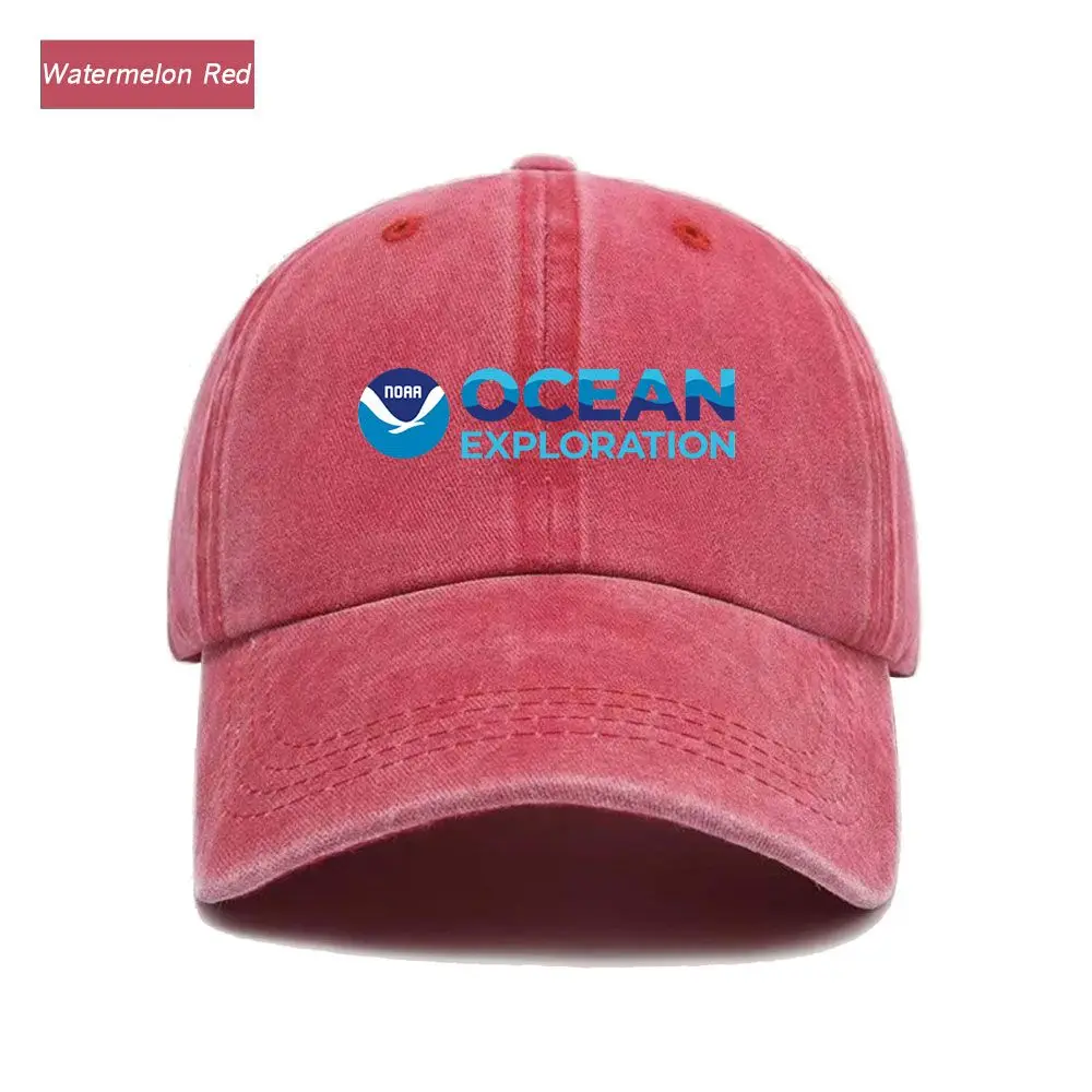 Vintage Washed Baseball Cap NOAA Ocean Exploration Print Graphic Unisex Streetwear Casual Trucker Style Summer Cotton Sun Hat