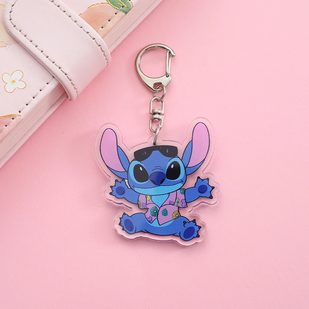 Disney Accessories Anime Lilo and Stitch Keychain Cartoon Figure Stitch Key Ring Mobile Phone Bag Pendant Jewelry Kids Gift
