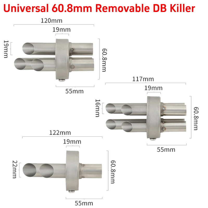 Moto Muffler Accessories 60.8MM Universal 2/3/4 Hole Motorcycle Exhaust Escape Pipe DB Killer Removable Reduce Noise Sound