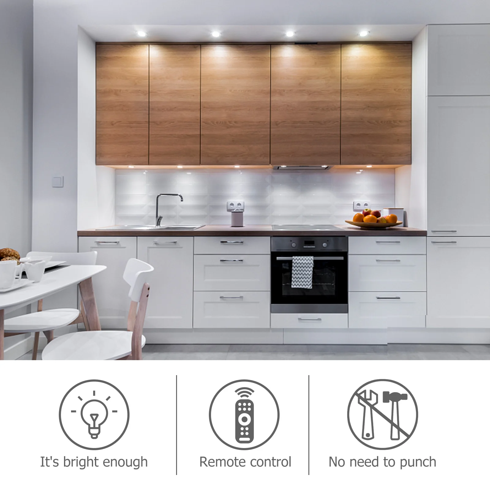 

1 set Rgb Led Cabinet Lights Powered Lamp For Closet Shelf Night Light With Remote Control Distance Switch