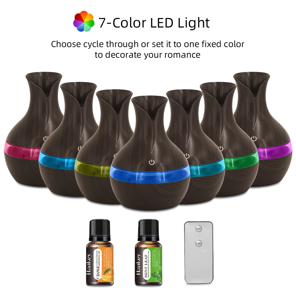 

USB-Powered 7 Colors LED 300ml Cool Mist Humidifier Essential Oil Diffuser W/ Remote Control Automatic Shutdown Quiet Operation