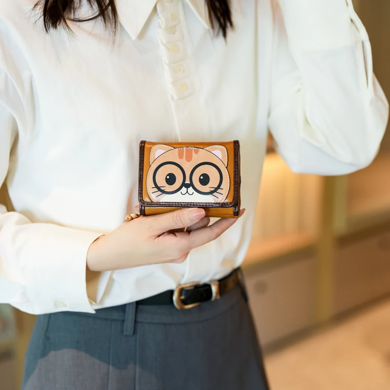Women's Wallet and Handbag PU Leather Coin Bag Short Women's Buckle Small Wallet Coin Card Bag Handbag New Cartoon Bag