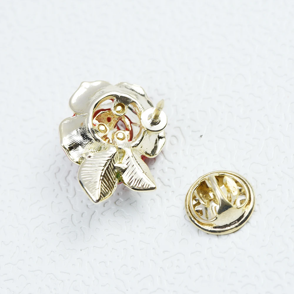 ICEY Luxury Designer Brand Stylish Enamel Rose Flower Brooches For Men Women Metal badge Jewelry Clothes Pin Accessories Party