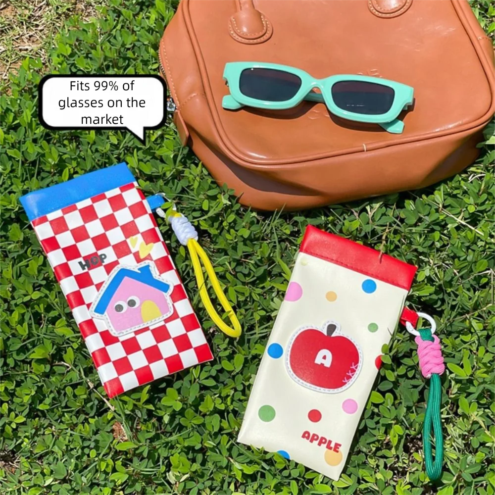 

Fashion Leather Soft Sunglasses Case with Lanyard Portable Sunglasses Glasses Pouch Glasses Storage Bag Eyeglasses Accessories