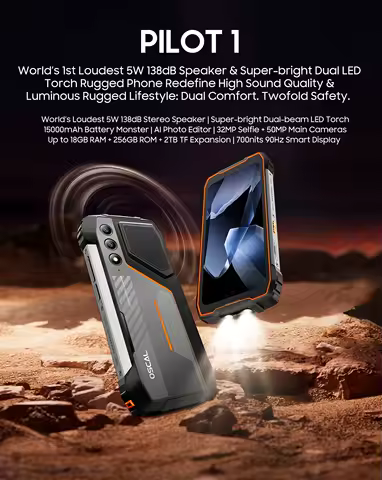 PILOTO OSCAL 1, CPU: MT6769V 120 Hz 6,67 polegadas, smartphone 4G de três provas, 6 GB de RAM, 256 GB de ROM 15000 mAh bateria grande telefone Android 4G