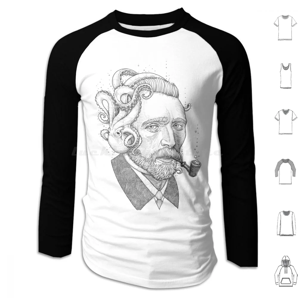 Van Gogh Hoodies Long Sleeve Van Gogh Octopus Artist Post Graphics Man