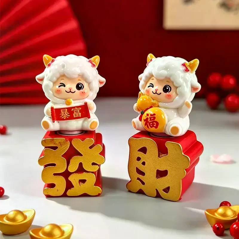 Lucky Sheep Goat Resin Figurine 2027 Chinese New Year Lunar New Year Mascot Statue Desk Ornament Home Decor Gift