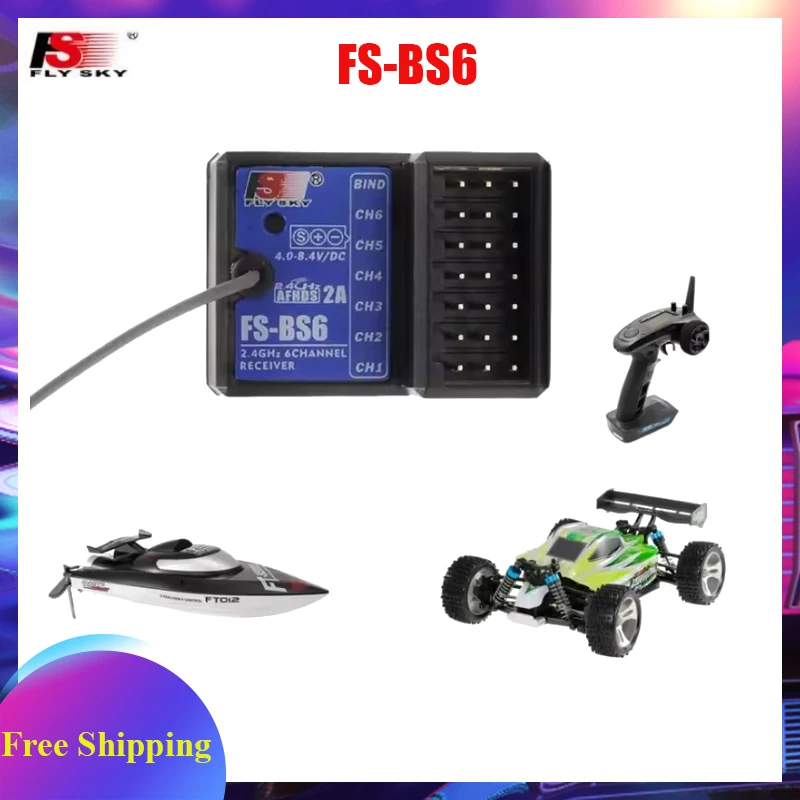 FlySky FS-BS6 Receiver 2.4Ghz 6CH AFHDS2 for FlySky FS-GT5 FS-IT4S Transmitter RC Car Boat