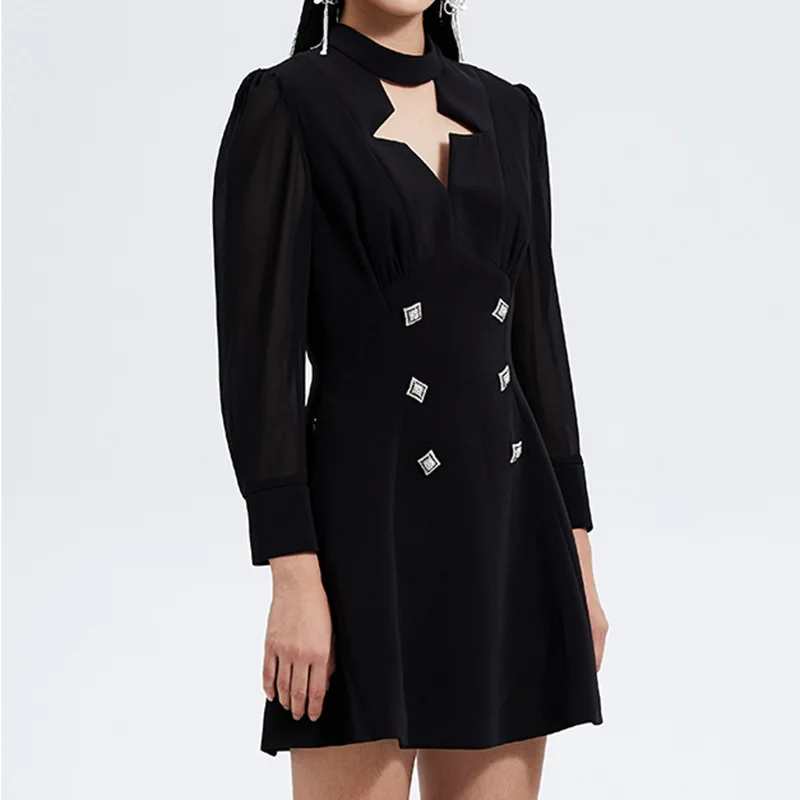 Bla velours dentelle épissage femme Dr Hepburn Sle jupe trapèze taille haute longue Sve v-ne Busin trajet Dr