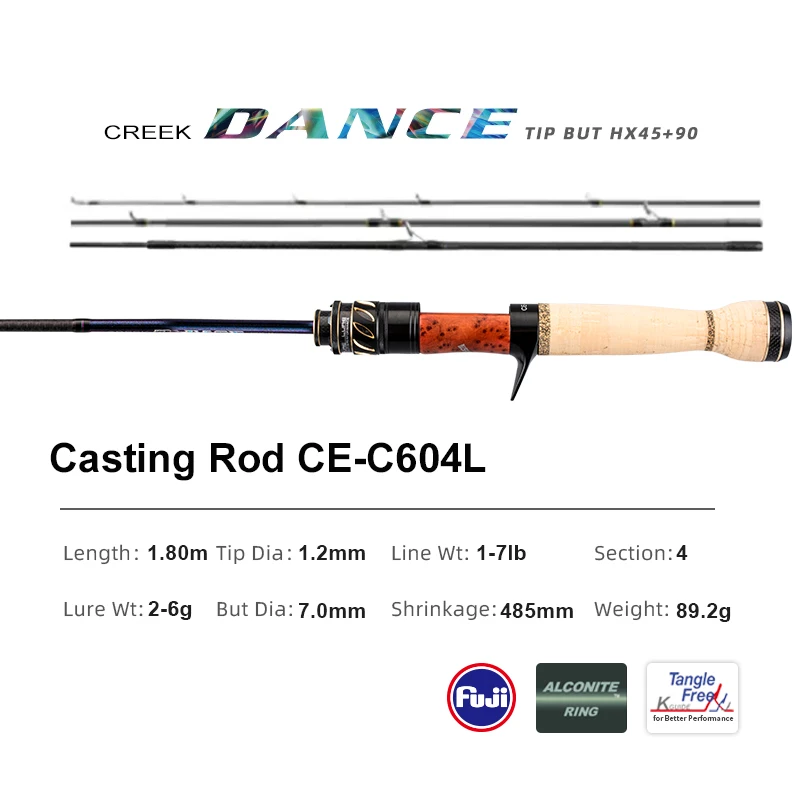 PURELURE CREEK DANCE Forel Hengel BFS Vissen Casting UL Spinning Light Travel Rod Stream Uitwerphengel Fuji Alconite Ring Baars