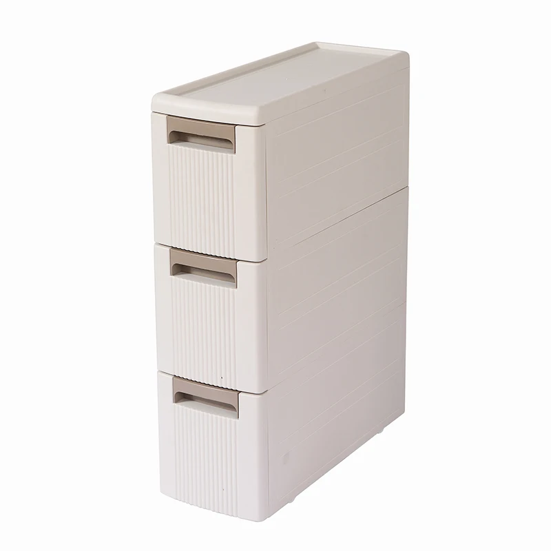 18cm Multi-Layer Drawer Type Slit Storage Cabinet with Narrow Gap,Plastic Kitchen and Bathroom No Installation Storage Rack