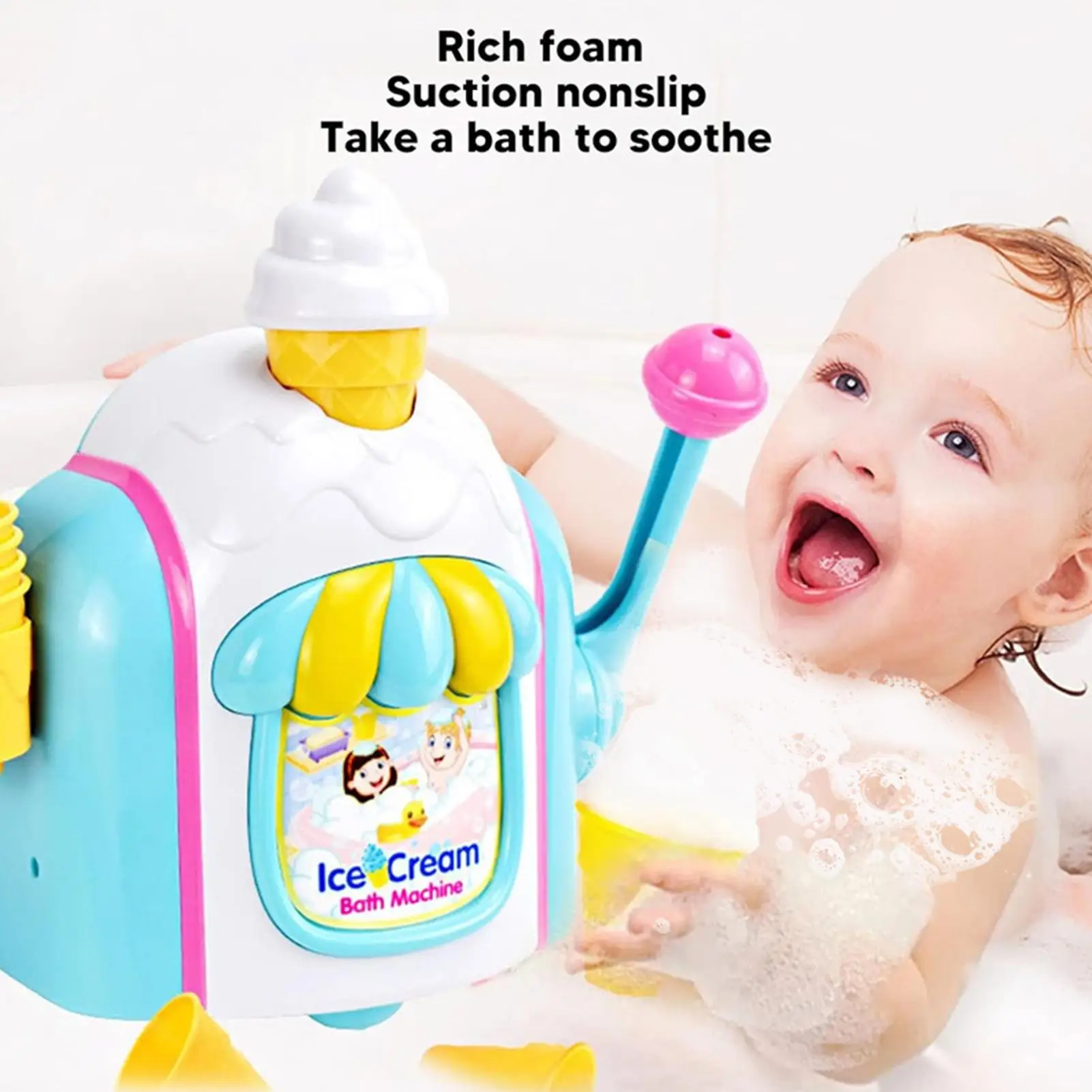 Nouveau jouet de bain pour bébé Machine à bulles fabricant de crème glacée en mousse piscine baignoire Machine à savon jouets de salle de bain pour enfants garçons filles