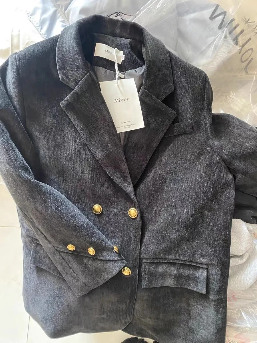 2025 Nuovo, Primavera Autunno Casual Caffè Blazer Cappotti da completo, Abbigliamento donna, Giacche blazer vintage, Top da abito femminile,