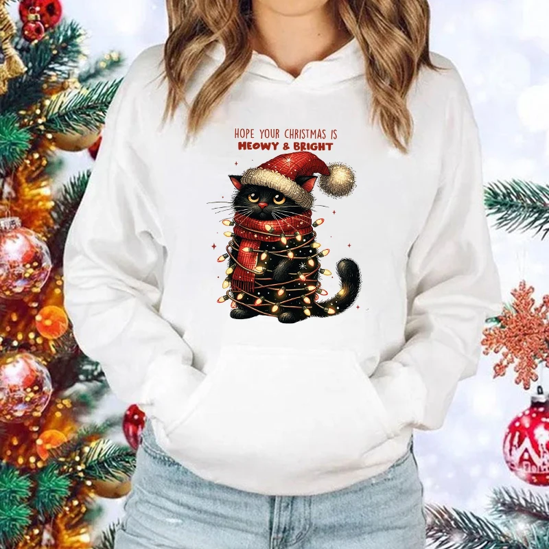 New Christmas Cat Hope Your Christmas Is Heavy Bright Printed Pullover Fashion Women Men Hoodies Long Sleeve Casual Sweatshirt