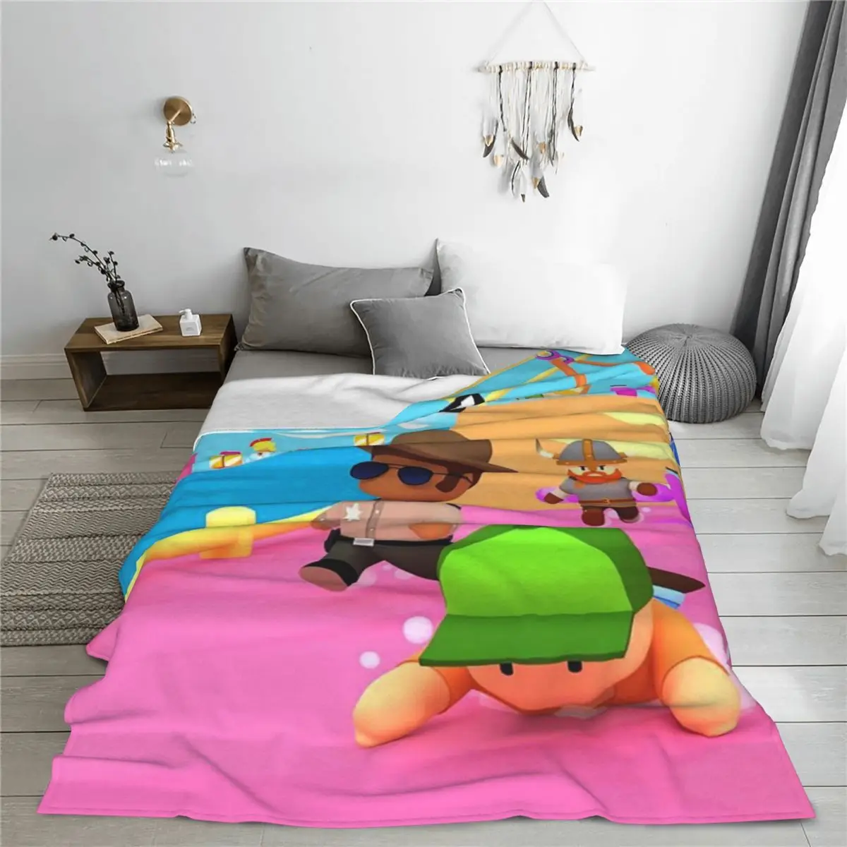 Klassieke Stumble Guys Game Deken Flanel Ademende Bank Gooi Dekens Voor Thuis Slaapkamer Outdoor Gooit Sprei Quilt