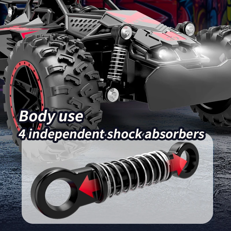 JJRC 4채널 RC카 무선 조종 자동차, 조명 포함 고속 오프로드 차량, 충격 흡수 장치, RC 클라이밍 자동차, 어린이 선물