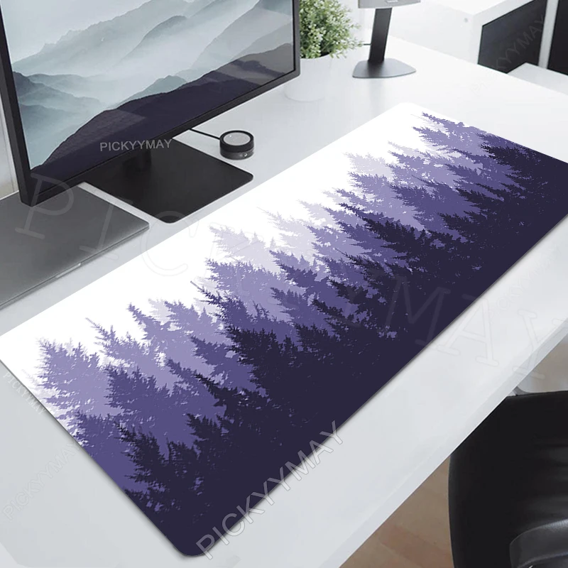 Forest Locking Edge Mouse Pad, Grande Borracha Natural, Gaming Mousepad, Gamer Mousepad, Desk Pads, Tapete de Teclado, Preto e Branco