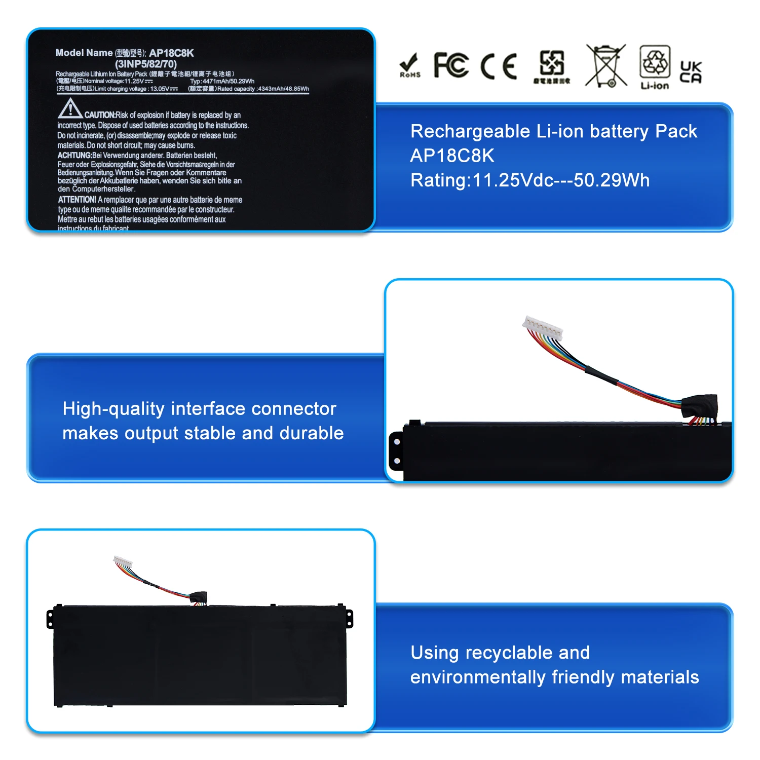 

AP18C8K Аккумулятор для ноутбука Acer Aspire 5 A515-43-R057 R4MG R6F6 R6WW AP18C4K A515-44 R7NU R5UZ KT00304012 + гарантия 24 месяца