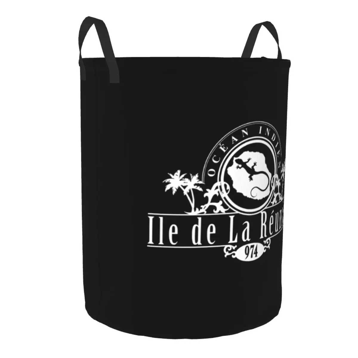 La Reunion Margouillat Island Logo Laundry Basket Foldable Large Capacity Clothes Storage Bin Baby Hamper