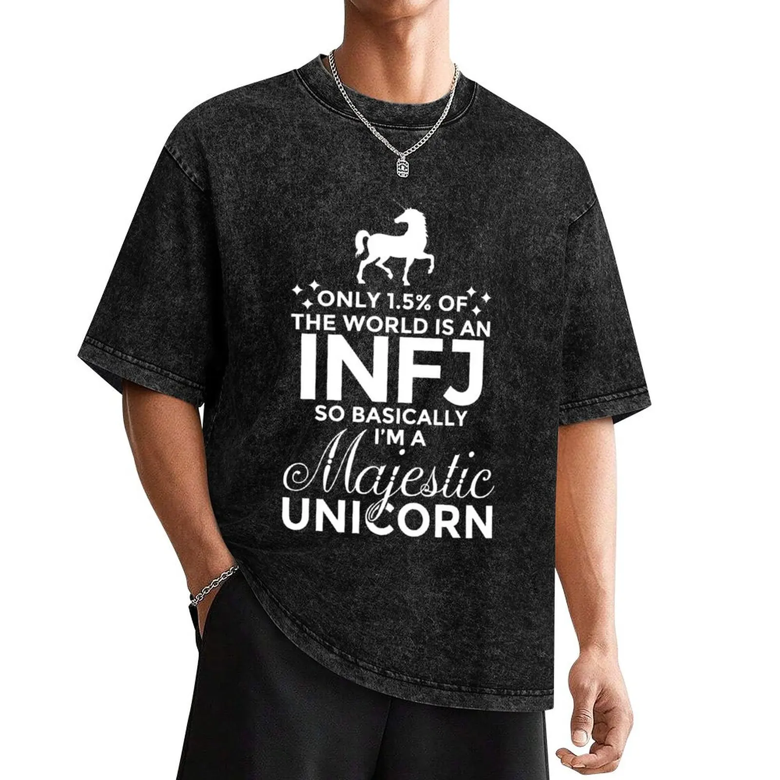 

INFJ Personality Introvert Unicorn Rare Face Mask T-Shirt vintage korean fashion for a boy Men's t-shirt