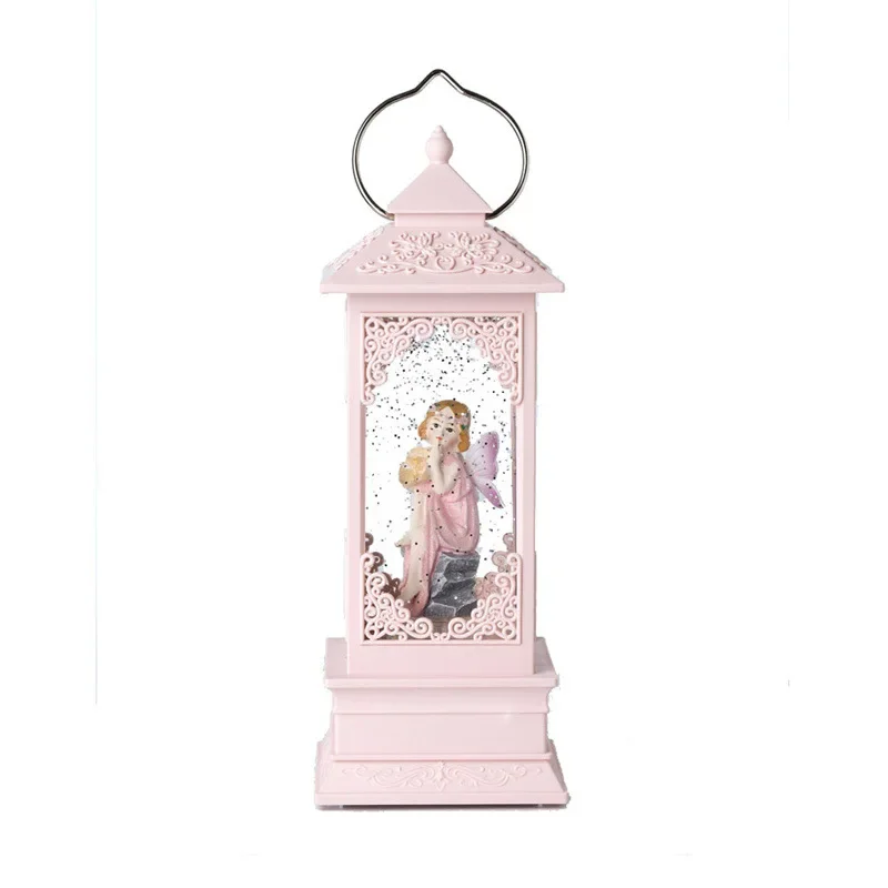 Rotating wind lights glow rotating snow music box 27CM resin cartoon dream birthday Christmas gift