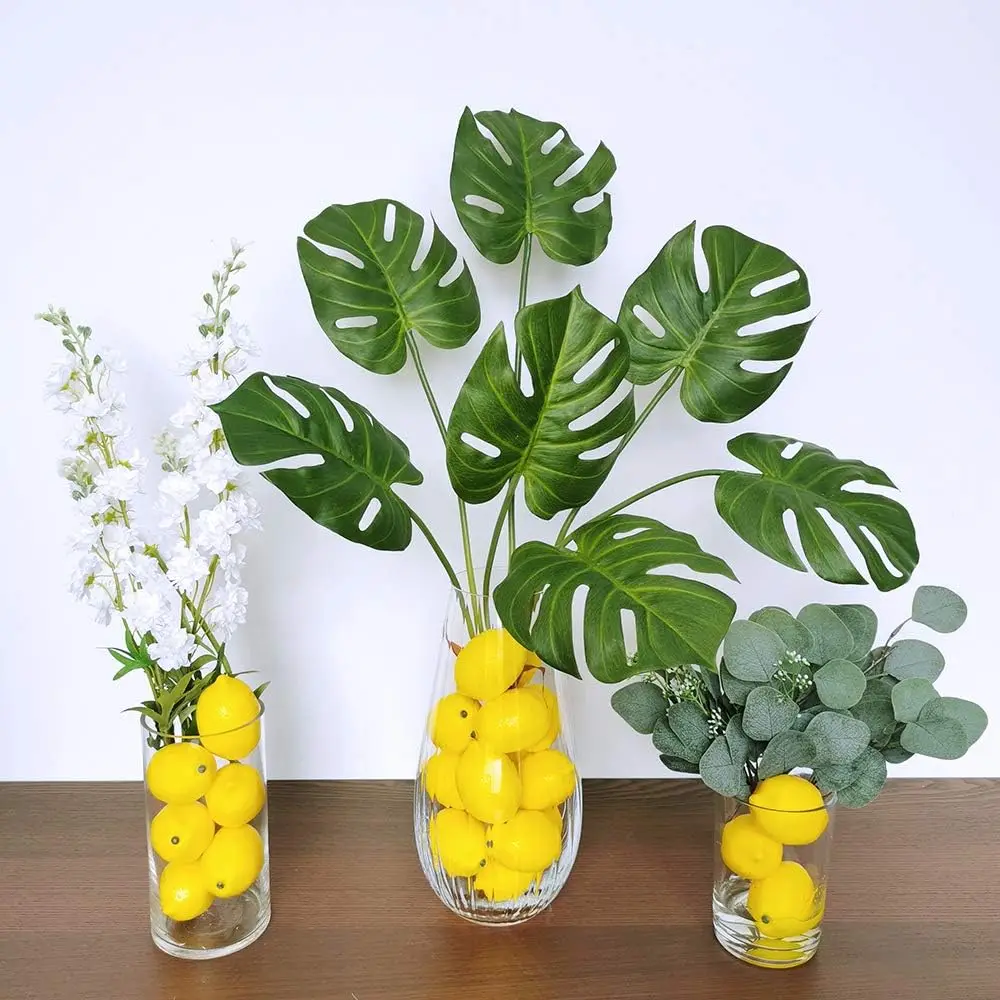 12 Pack Faux Yellow Lemons Artificial Fruits Fake Lemons Lifelike Simulation for Lemonade Party Kitchen Table Summer Decorations - view 5