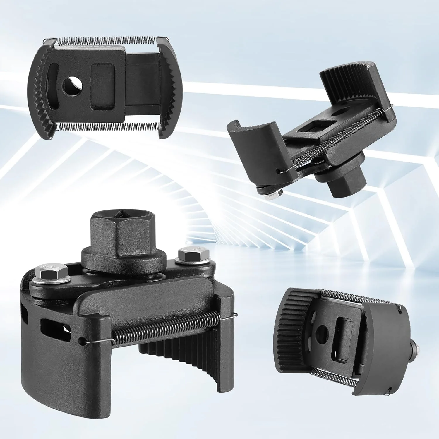 العالمي قابل للتعديل اثنين الفك فلتر زيت وجع 60-80 مللي متر الصلب مزيل الوقود المصبوب الأسود لصيانة السيارات دراجة نارية #6