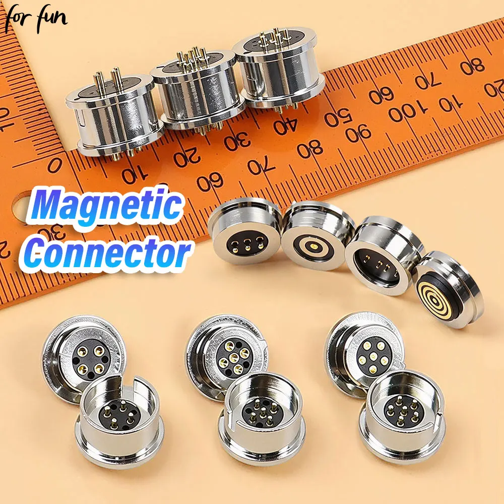 For-Fun 1Pair 3/4/5/6Pin Male Female Waterproof Magnetic Connector 360° Blind Suction Spring Pogo Pin 2A 5V DC Power Charging