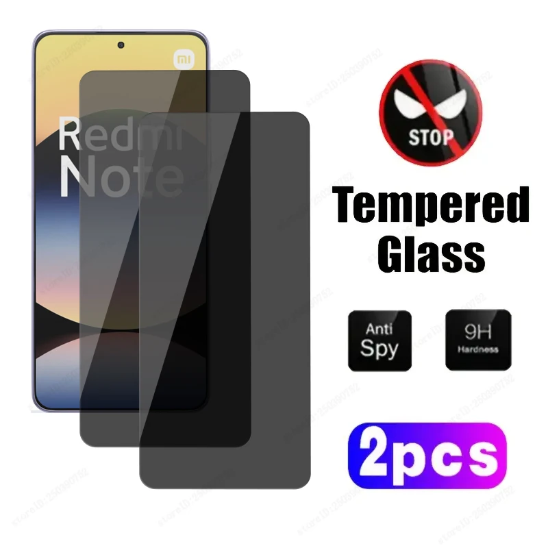 2 قطعة واقي للشاشة مضاد للتجسس لهاتف Redmi 14 13 12 11 10 9 8 Pro Plus 5G زجاج الخصوصية لـ Redmi Note 11S 10S 9S 10C 10 9A 9C 9
