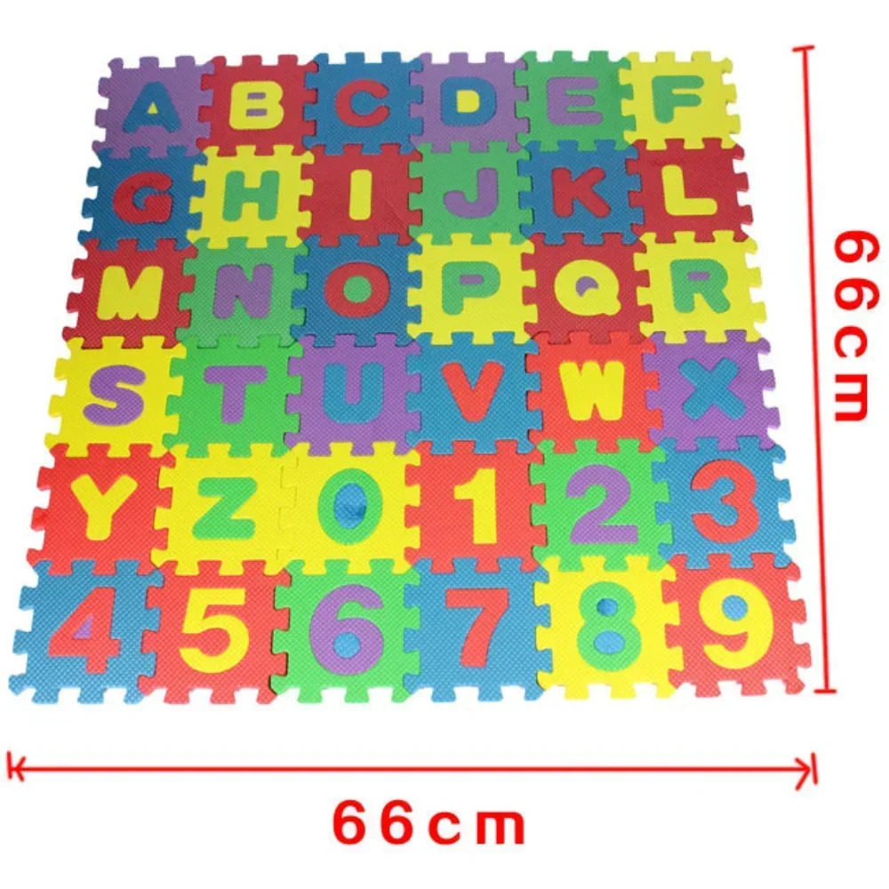 30x30x1cm 10Pcs Non-Slip Kids & Baby Play Mat Interlocking Alphabet & Numbers Floor Puzzle Colorful EVA Foam Soft Easy To Clean