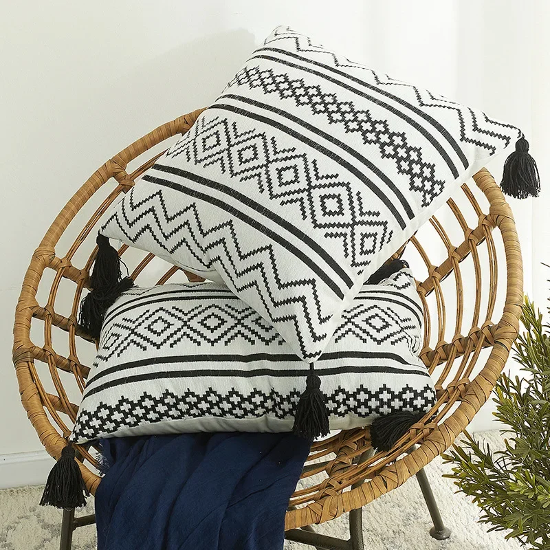 

30x50/45x45cm Nordic Morocco Chenier Geometric Throw Pillow Cover Jacquard Tassel Cushion Cover Sofa Pillowcase Home Decor