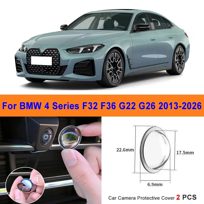 

360 Reverse Image Car Camera Cover Anti-Scratch PC Lens Protector Stickers For BMW 4 Series F32 F36 G22 G26 2013-2026 2Pcs