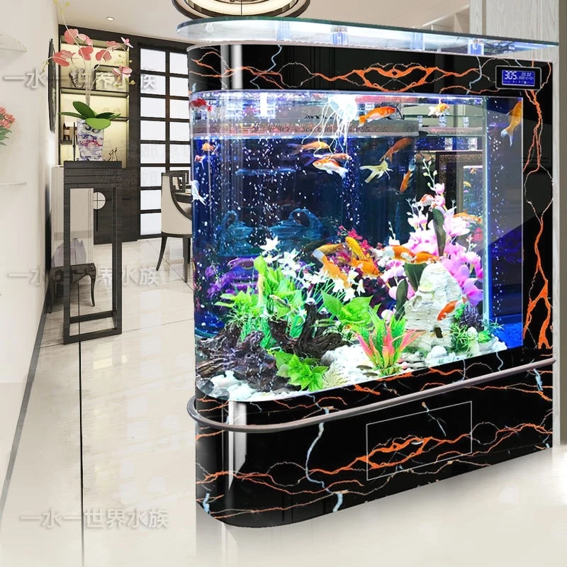 

Modern Minimalist Living Room Cabinet Fish Tank Medium-sized Aquarium 1/1.2/1.5m Ecological Floor-standing Screen Fish Tank FYF