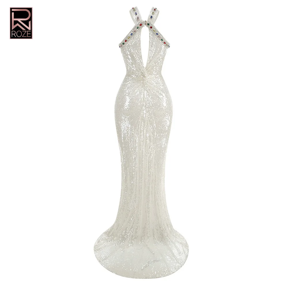 

Сексуальное платье-макси с вырезами, драпировкой и пайетками, новое экспортное цветное платье без рукавов с крестообразным вырезом на шее и стразами для женщин