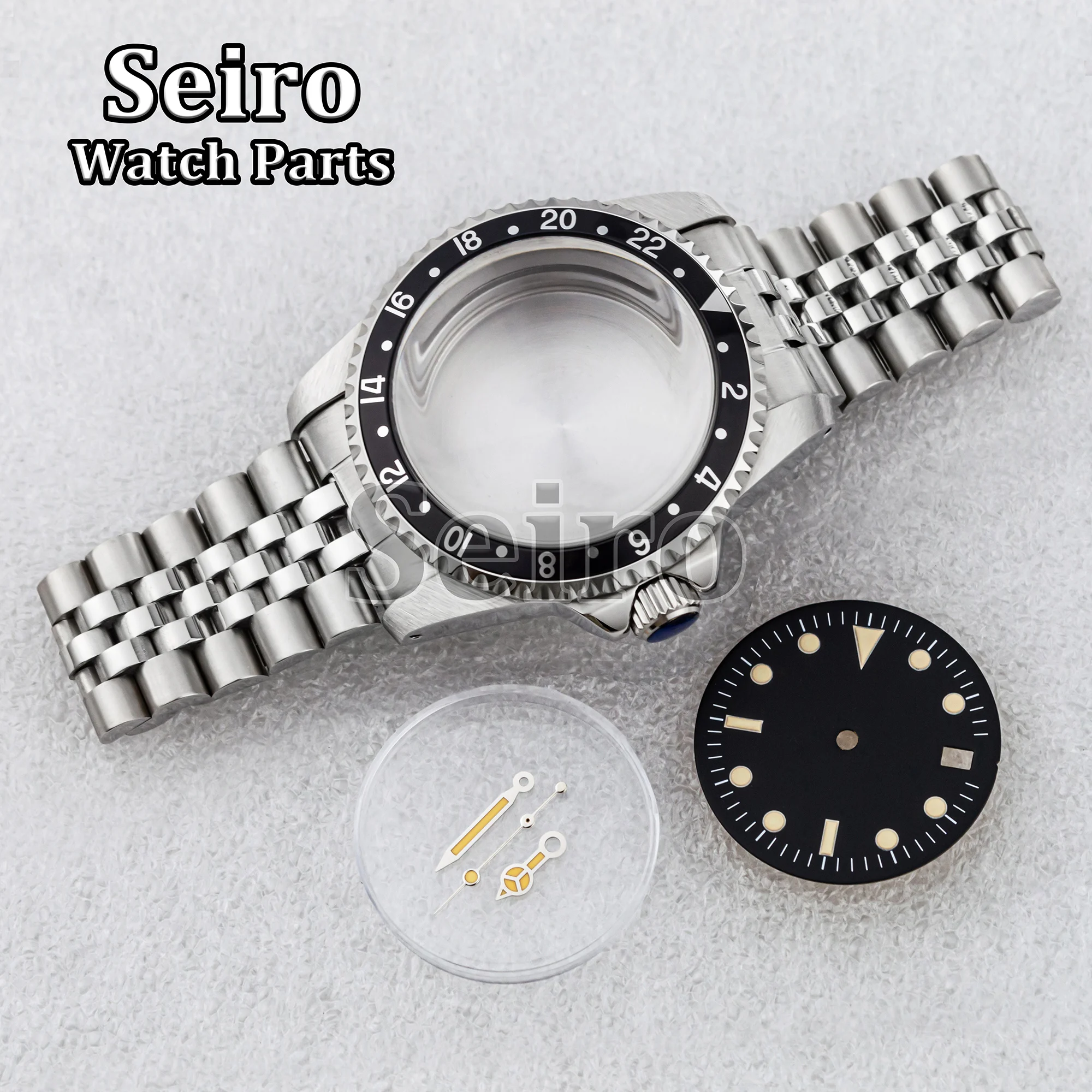 Vintage Restro 39MM NH35 Watch Case Silver Jubilee Strap Dial Hands 100M Waterproof Stainless Steel for SUB GMT NH36 Movement