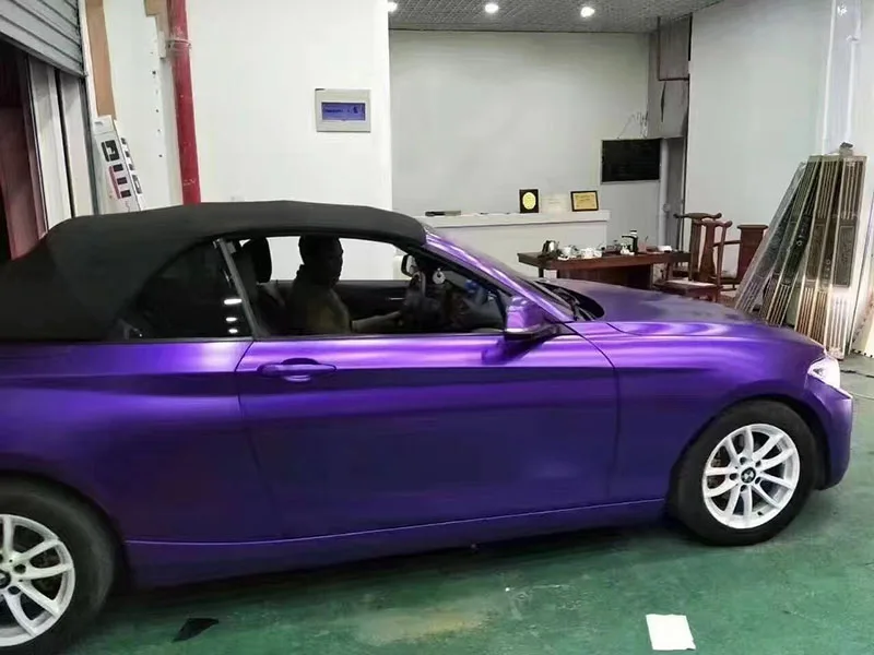 

Highest Quality Matte Chrome Satin Purple Vinyl Wrap Film Car Wrapping Roll Foil Adhesive Decal